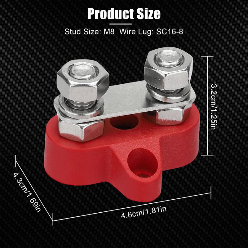 Terminal Block Studs M8 Positive Negative Heavy Duty Bus Bar 5/16" Power Distribution Stud For Camping Rv Truck Boat