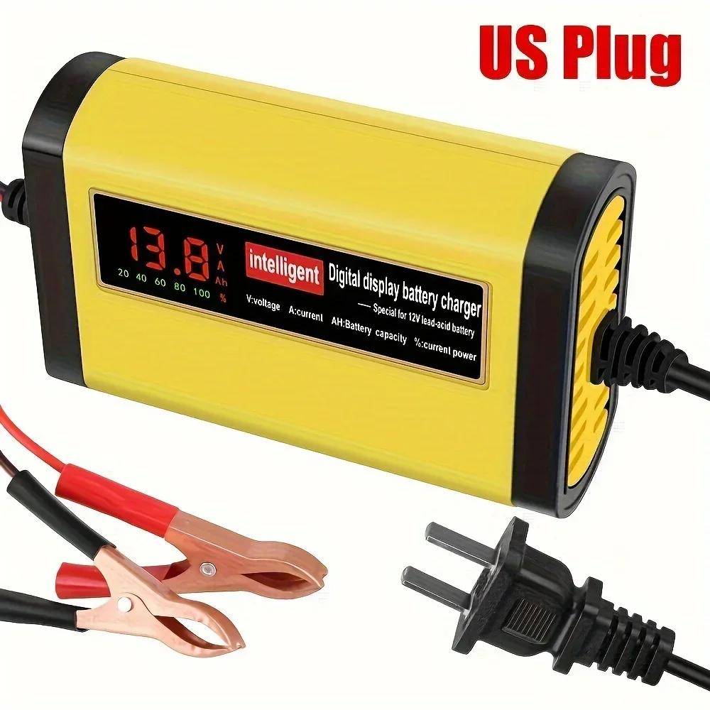 1PC Automatic 3-Stage Car Battery Charger - 2A Intelligent Fast Charger for Lead Acid/AGM/GEL Batteries