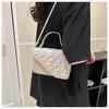 Women's Faux Leather Quilted Stitching Small Square Bag Fashion Magnetic Closure Shoulder Crossbody Purse