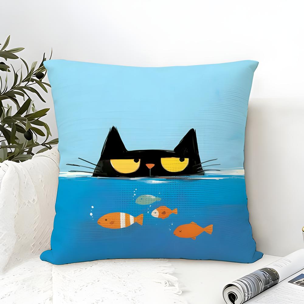 Funny And Surprising Cat Patterns Pillow Case Cotton Linen Fabric Square Zipper Pillowcase Home Decorative Living Room