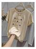 Women's Korean 3D Embroidered Cotton T-Shirt - Summer 2025 Loose Fit