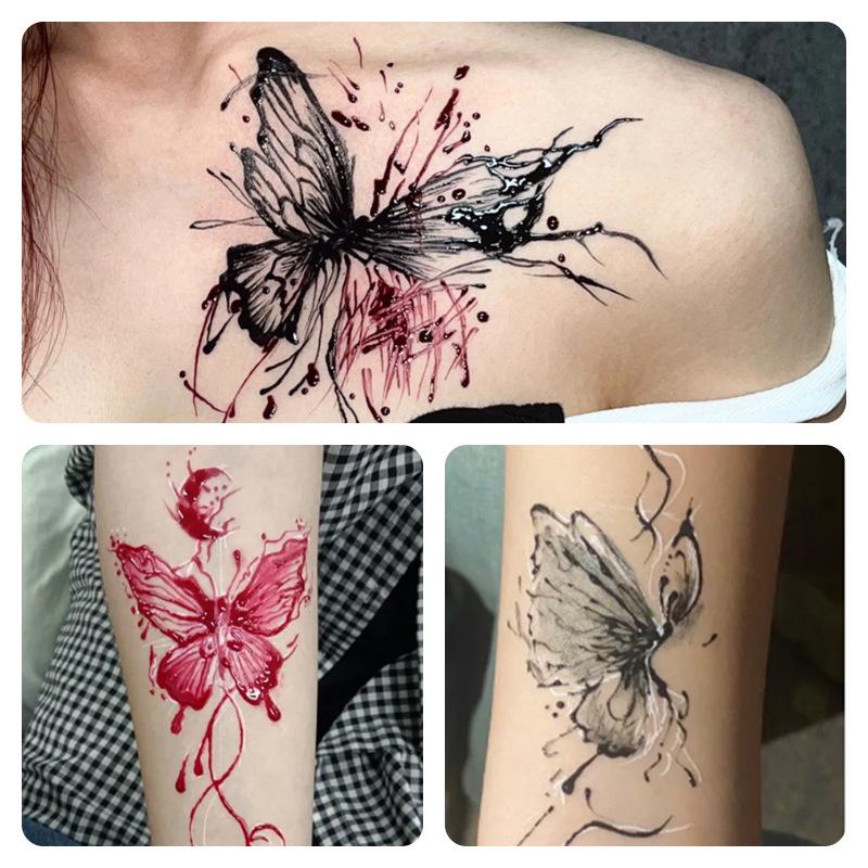 ELECOOL Waterproof Hand-painted Semi-Henna Tattoo Cream with Stencils and Stickers