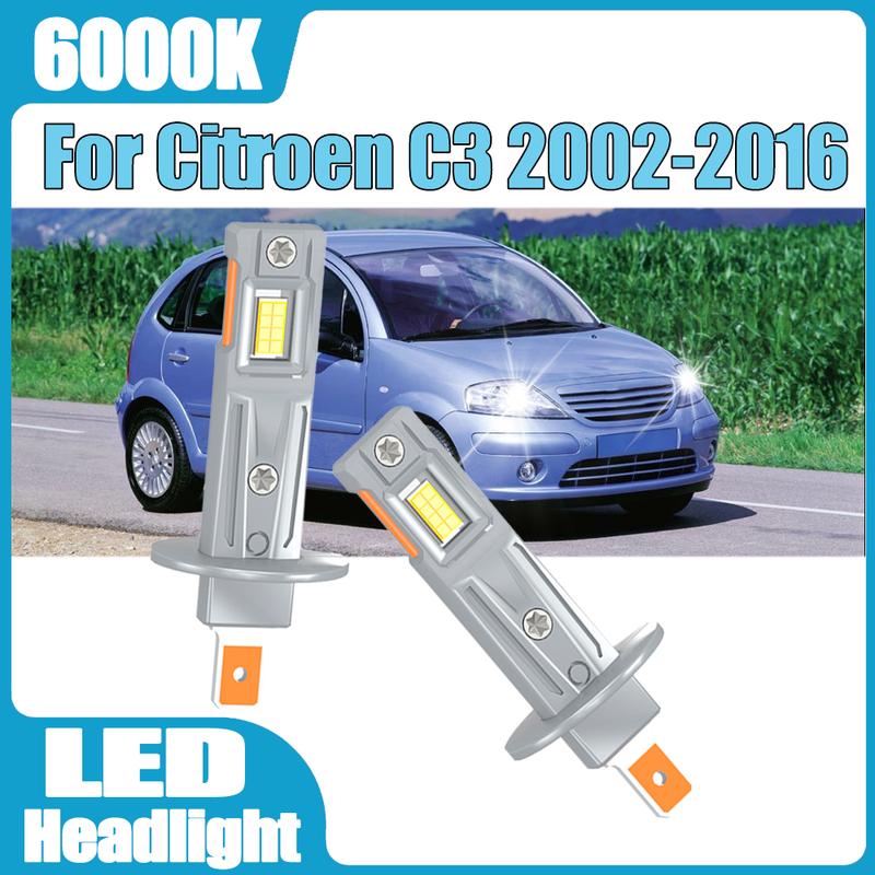 

2PCS 30000LM High Power LED Headlights 3570 CSP Chips 6000K Super White Plug and Play Car Bulbs 12V 24V For Citroen C3 2002-2016 H1