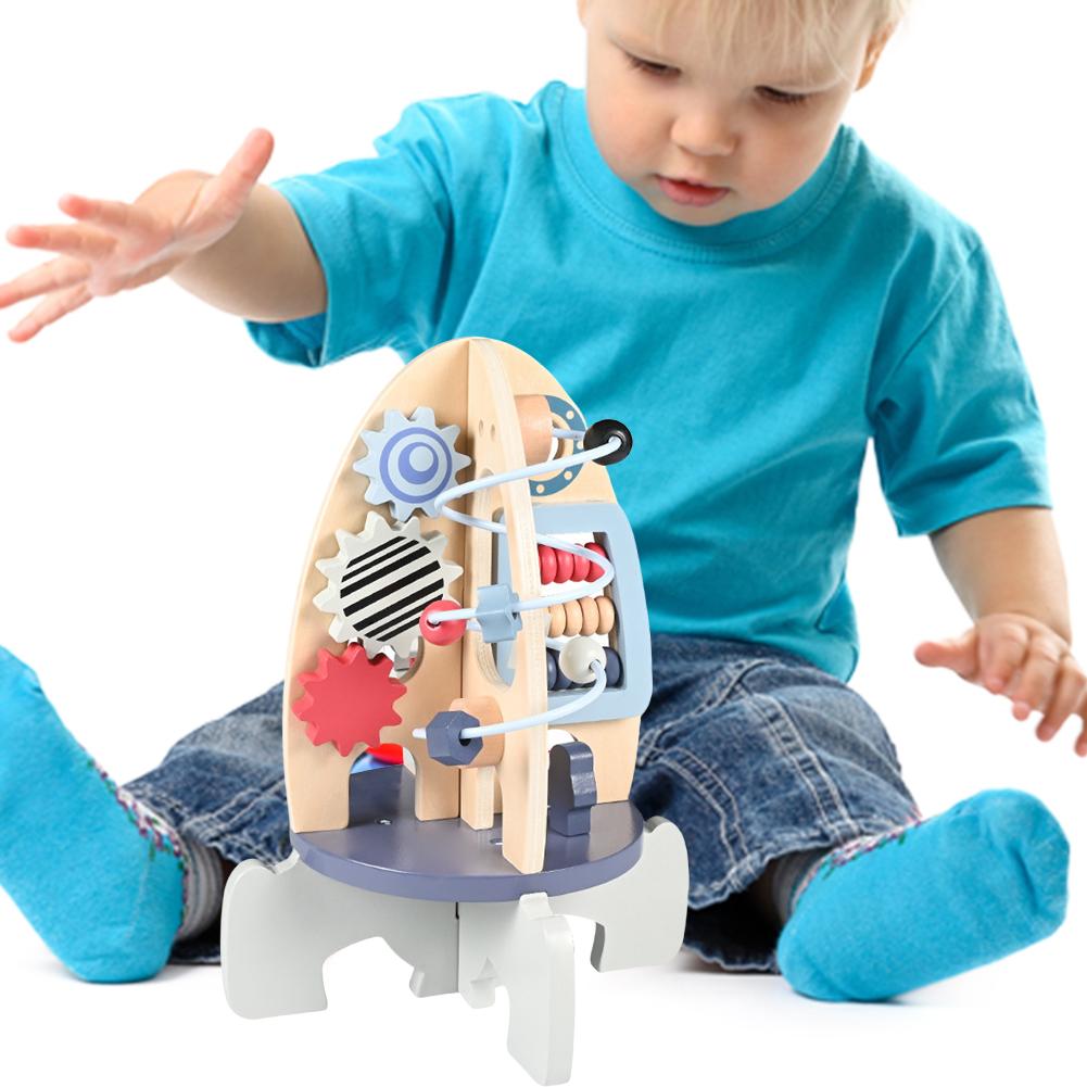 Space Rocket Wooden Montessori Toys Sensory and Educational Toys Busy Board Toys for 1 Year Old & Girl Birthday Gifts