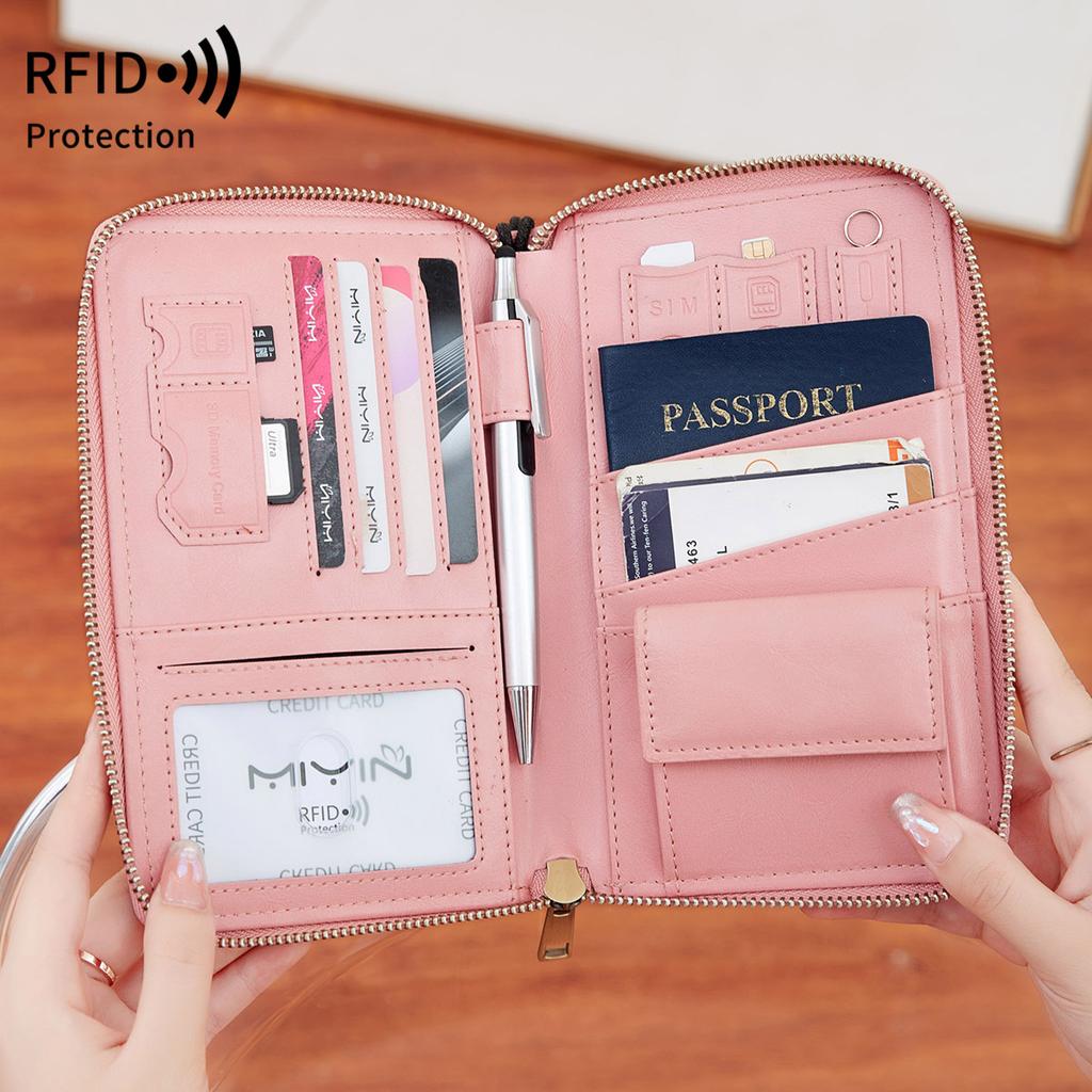 New Long Passport Bag, Multi-function Zipper, Passport Holder, Travel Ticket Storage, ID Bag.