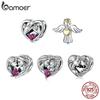 BAMOER Family Series 925 Silver Sister Mother Charm Fit Bracelet DIY Jewelry Accessories Heart Beads
