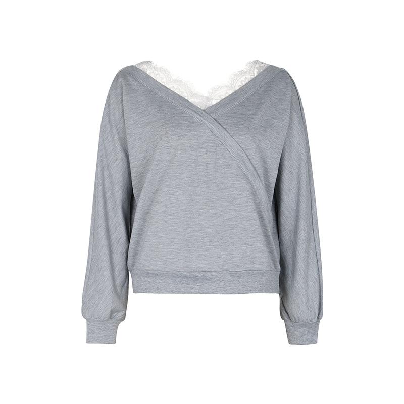 Spring and Autumn Women's Blouse Fashion Solid Color Comfortable Casual Sweatshirt Long Sleeve Top