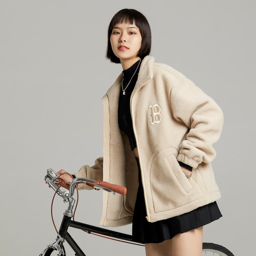 New MLB Velvet Jackets Unisex Light Beige 3AFDB0626-43BGS