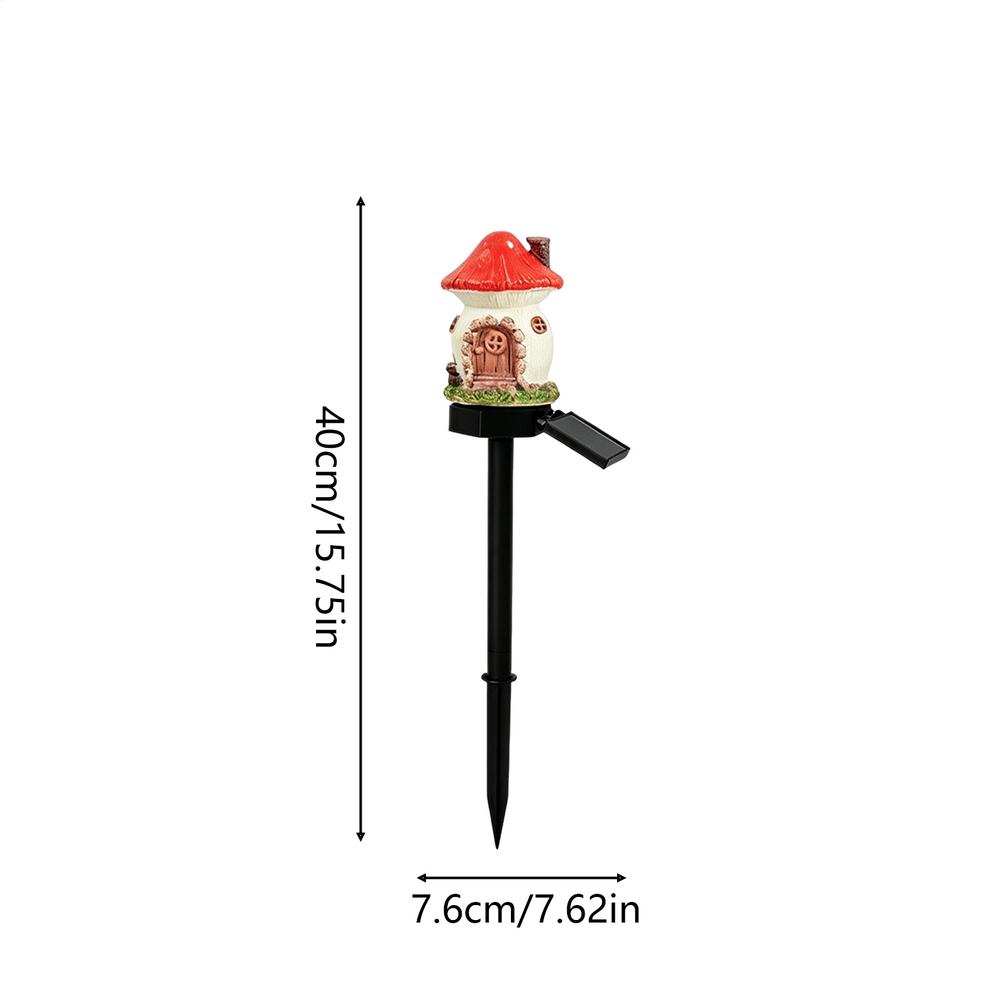 Solar Fairy Tale Mushroom House Light Solar Powered Resin Stake Lights Waterproof LED Plug Path Light Garden Decor For Yard Lawn