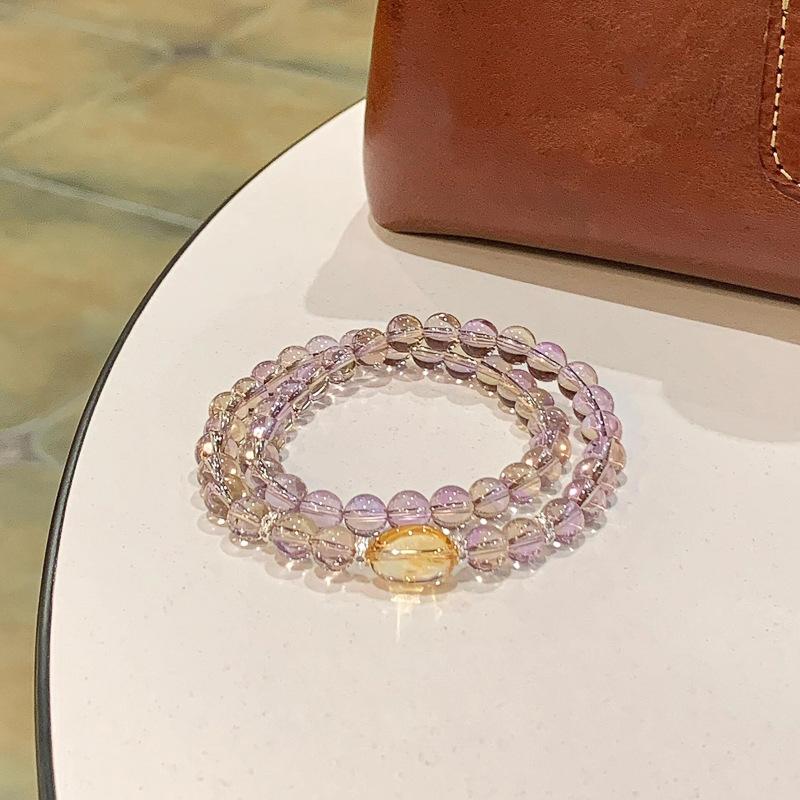 Женский браслет из легкой роскоши, двухслойный, составной Translucent amethyst