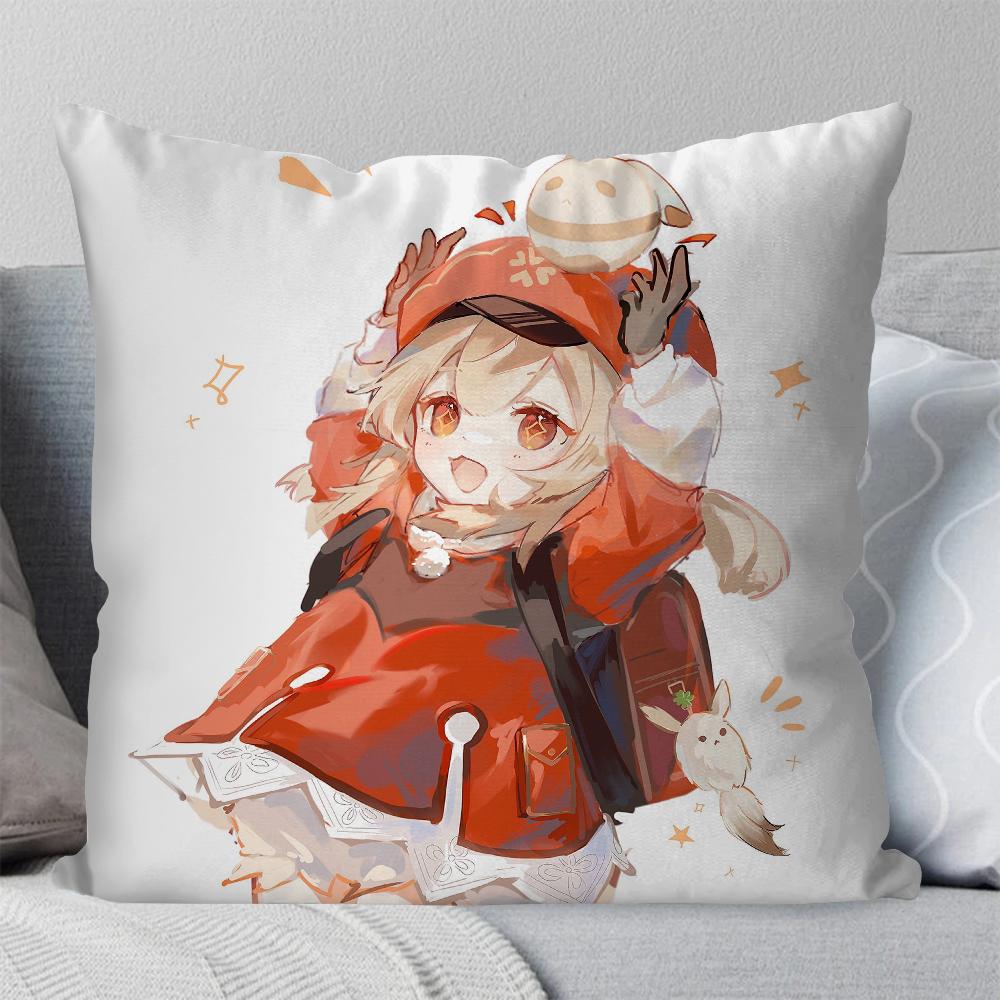 Klee Anime Spiel Genshin Impact Kissenbezug Quadratisches Kissen Schlafzimmer Sofa Freizeit Komfort Kissen Wohnzimmer Heimdekoration 40X40