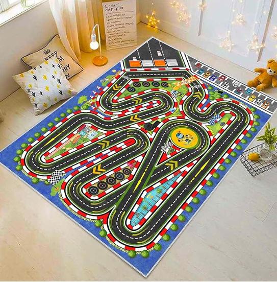 

Green Kids Racing Rug Car Road Kid Rug Carpet Playoom Traffic Road Kid Play Mat Bedroom Kids City Traffic Road Map Fun Carpet 40X60cm