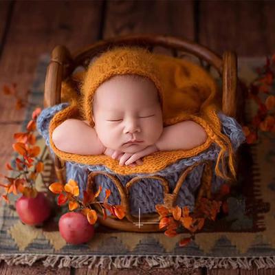 Yenidoğan Fotoğraf Aksesuarları Bebek Yuvarlak Rattan Örgü Sepet Bebek Fotoğraf Poz Aksesuarları Bebek Fotoğraf Sanat Eseri Dekor Arka Plan Aksesuarları