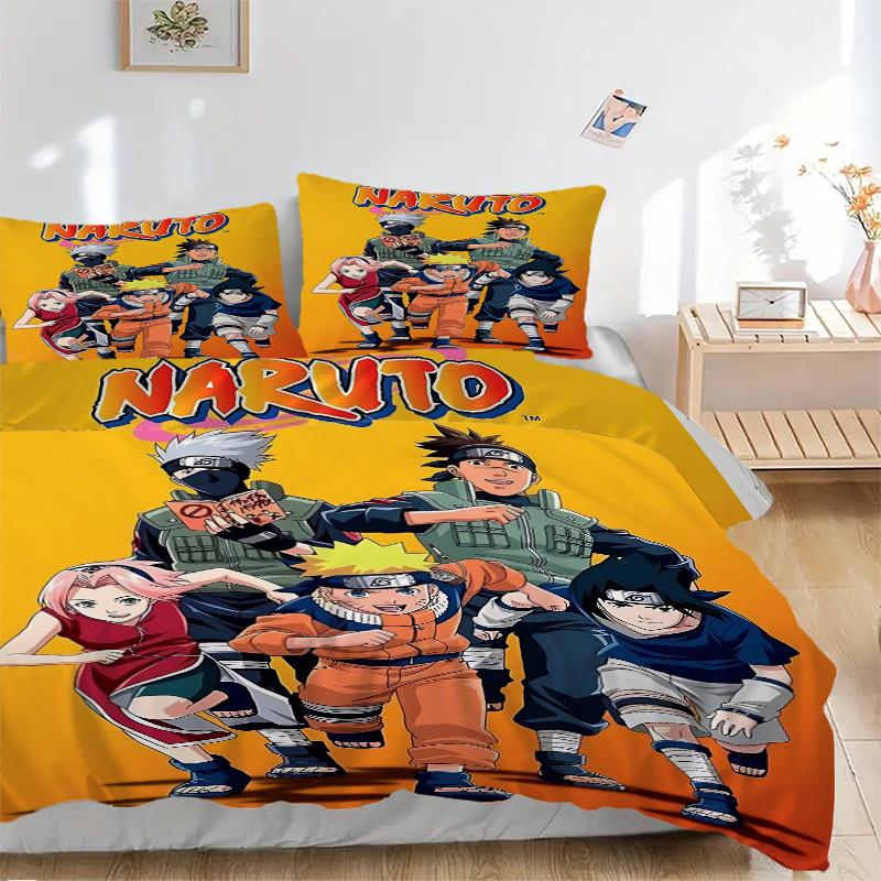 3pcs Naruto Design Quilt Cover Set - Soft and Cozy Bedroom, Guest Room and Dorm Decorative Bedding 3-Piece Set 1 Quilt Cover + 2 Pillow Shams.H06