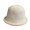 Solid color simple hat women's autumn new knitted bucket hat big head circumference curling edge shows small face versatile basin hat