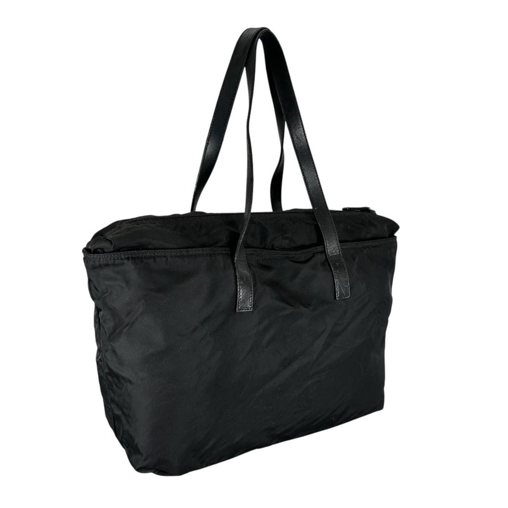 PRADA Triangular logo Tote Bag black Women used