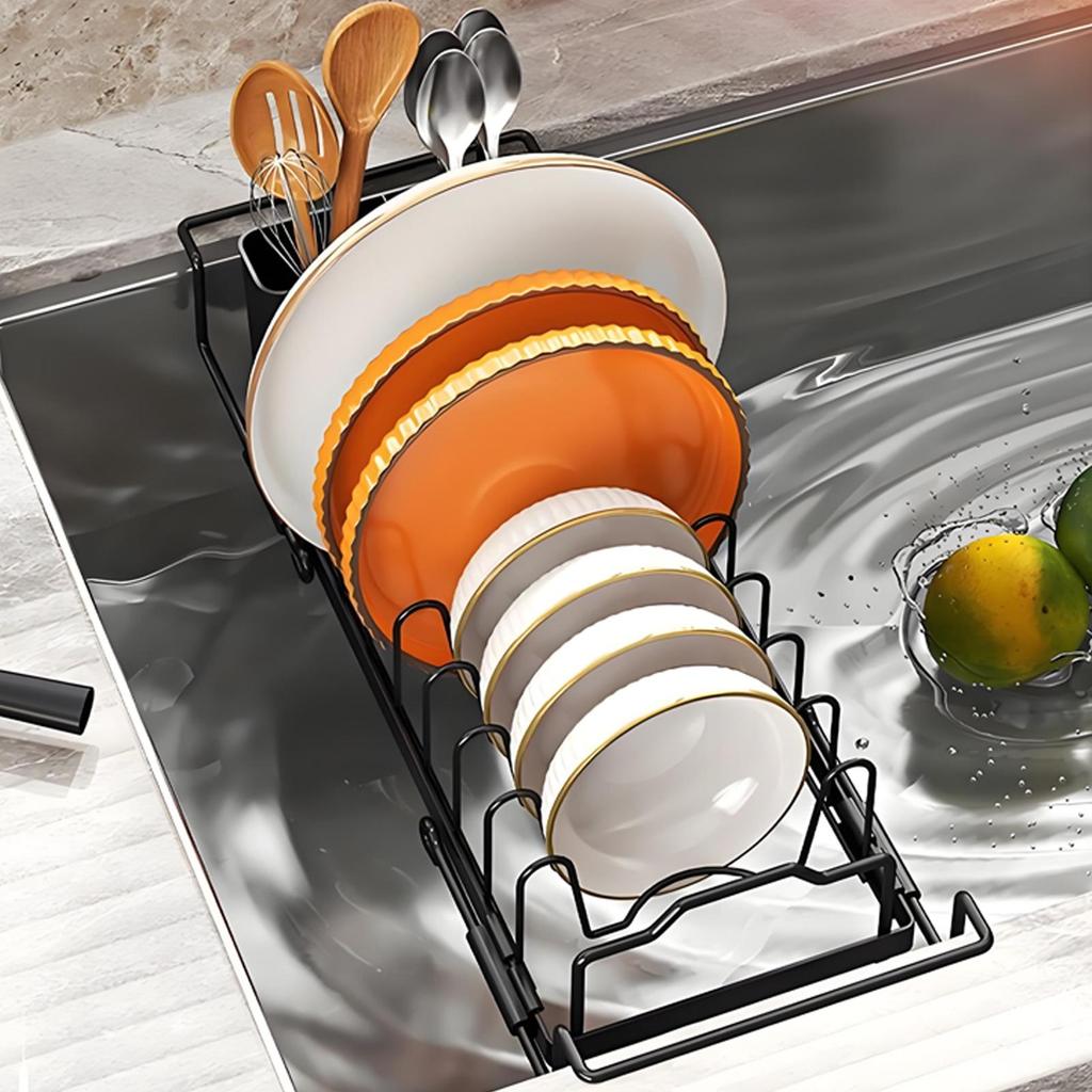Dish Racks For Kitchen Counter Expandable Dish Rack Non Slip Drying Station Organizer Drainer For Pot Bar Glass Sink Counter