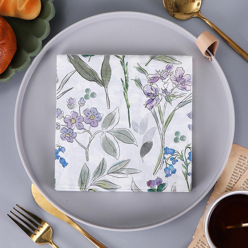 20Pcs/Lot Plant Flower Printed Disposable Paper Dinner Tableware Table Napkin Tissues Wedding Party Decoration
