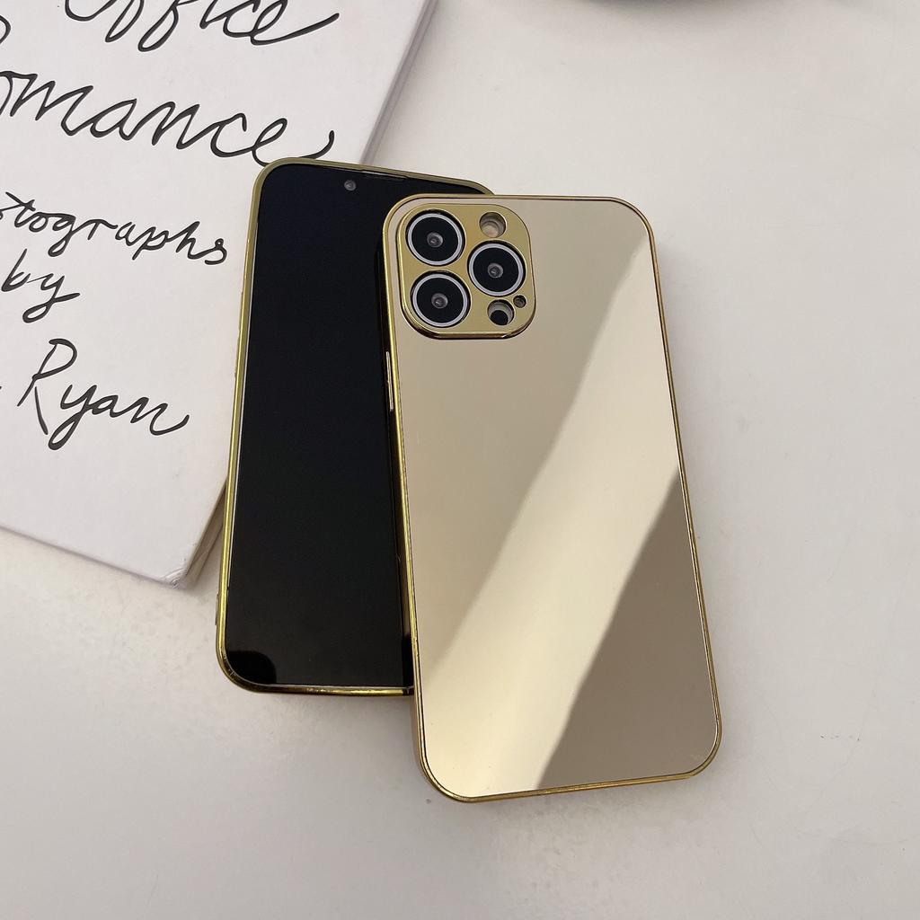 Electroplated Cosmetic Mirror Mobile Phone Case Is Suitable for Apple 16PROMAX All-inclusive 17PRO Girl 17 Fine Hole 13/16.
