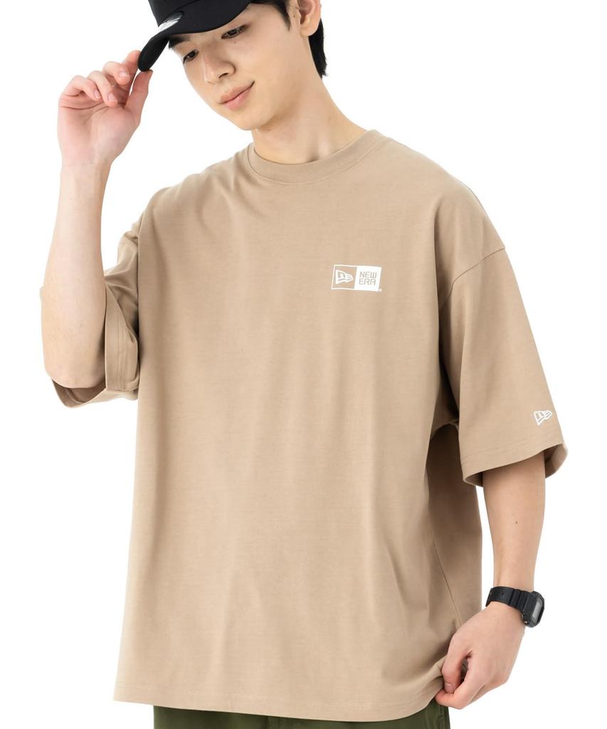 NEW ERA Cotton T Shirt Oversized Box Logo White Camel XL