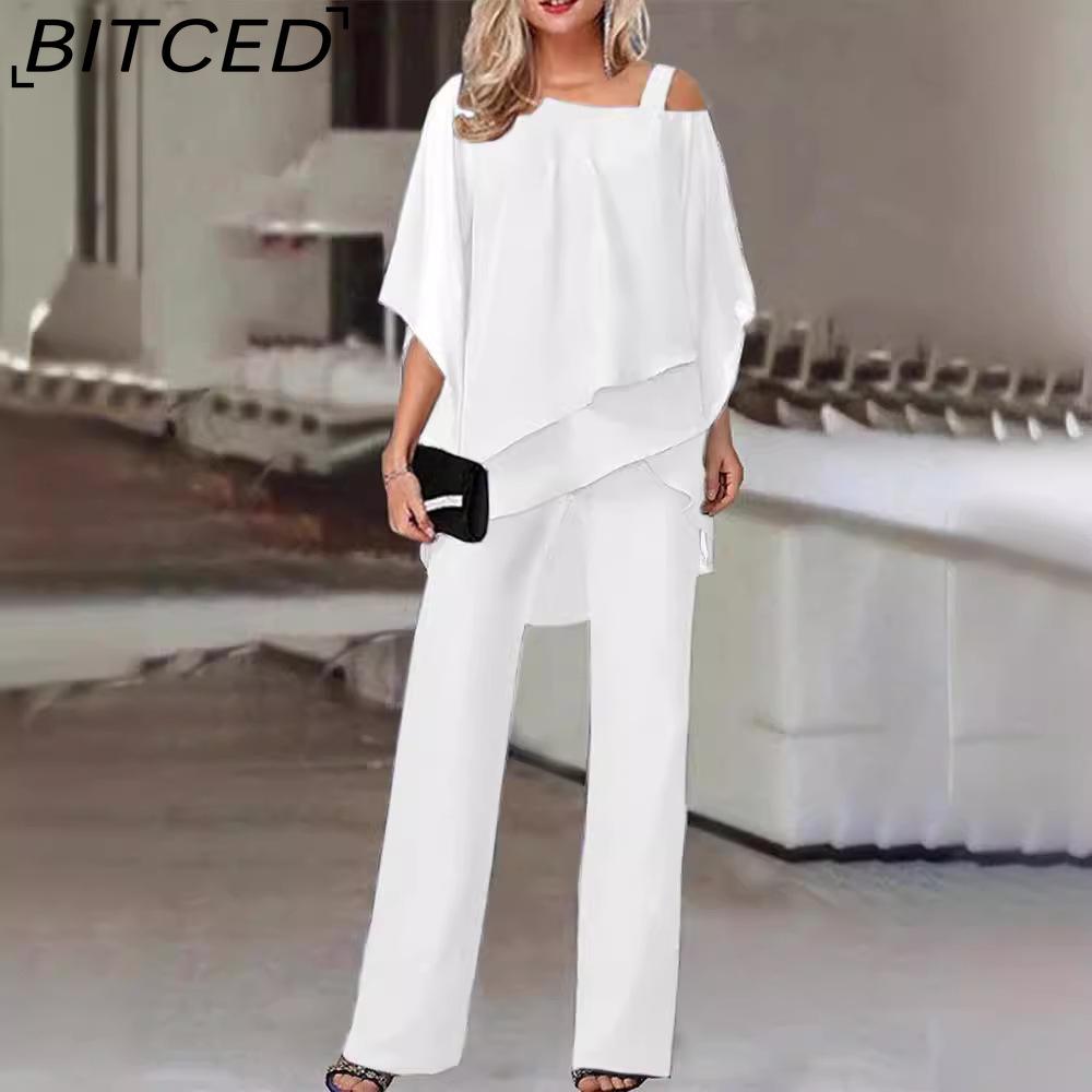 BITCED Dámská móda Jednobarevný Volný Ležérní Nepravidelný Kalhotový Set