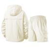 Men’s Lightweight Hooded Windbreaker Jacket and Shorts Set with Zipper Pockets Relaxed Fit Outdoor Wear