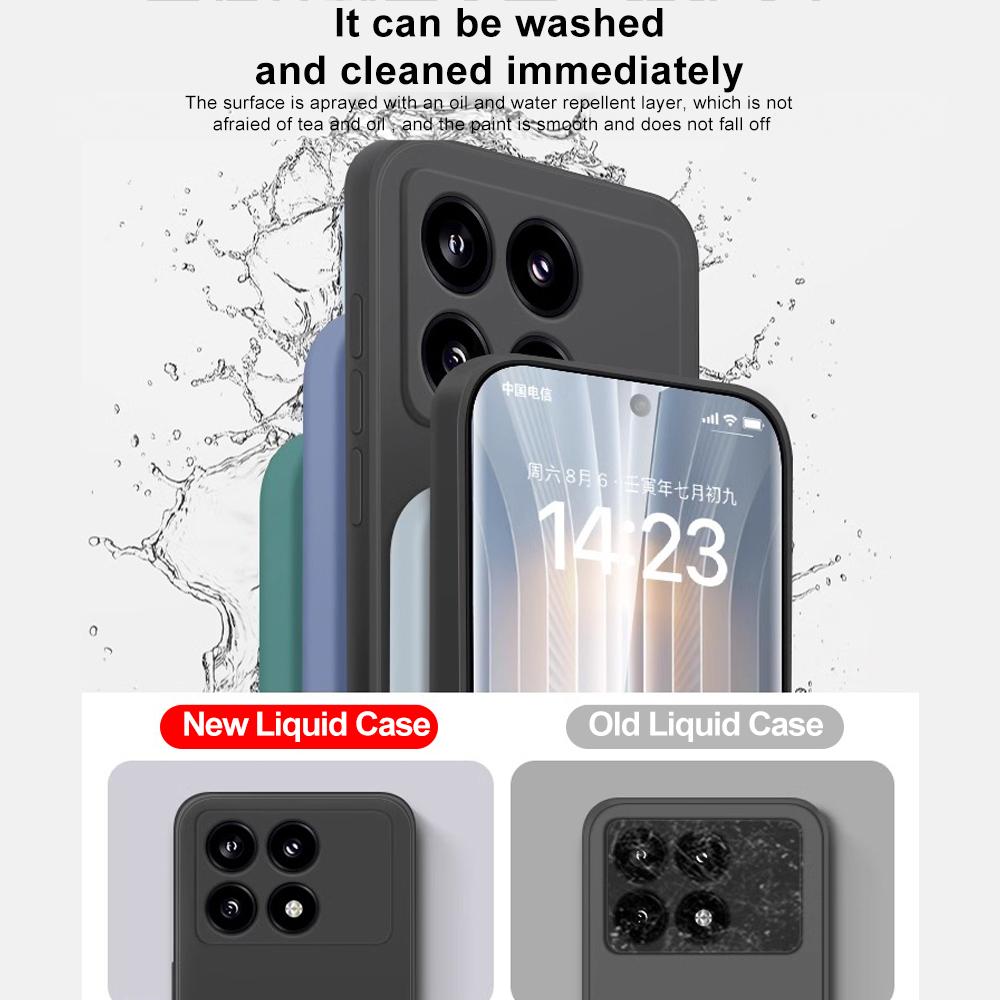 For Poco X6 Pro 5G Case Square Liquid Silicone Camera Lens Protector Phone Case For Xiaomi Poco X6 X 6 Pro Pocox6 Pro 5G Soft Cover