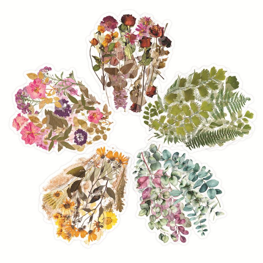 Plant Flower Floral Decorative Journaling Supplies Big Size Transparent Waterproof Cottagecore Stickers DIY Sticker 5 Styles