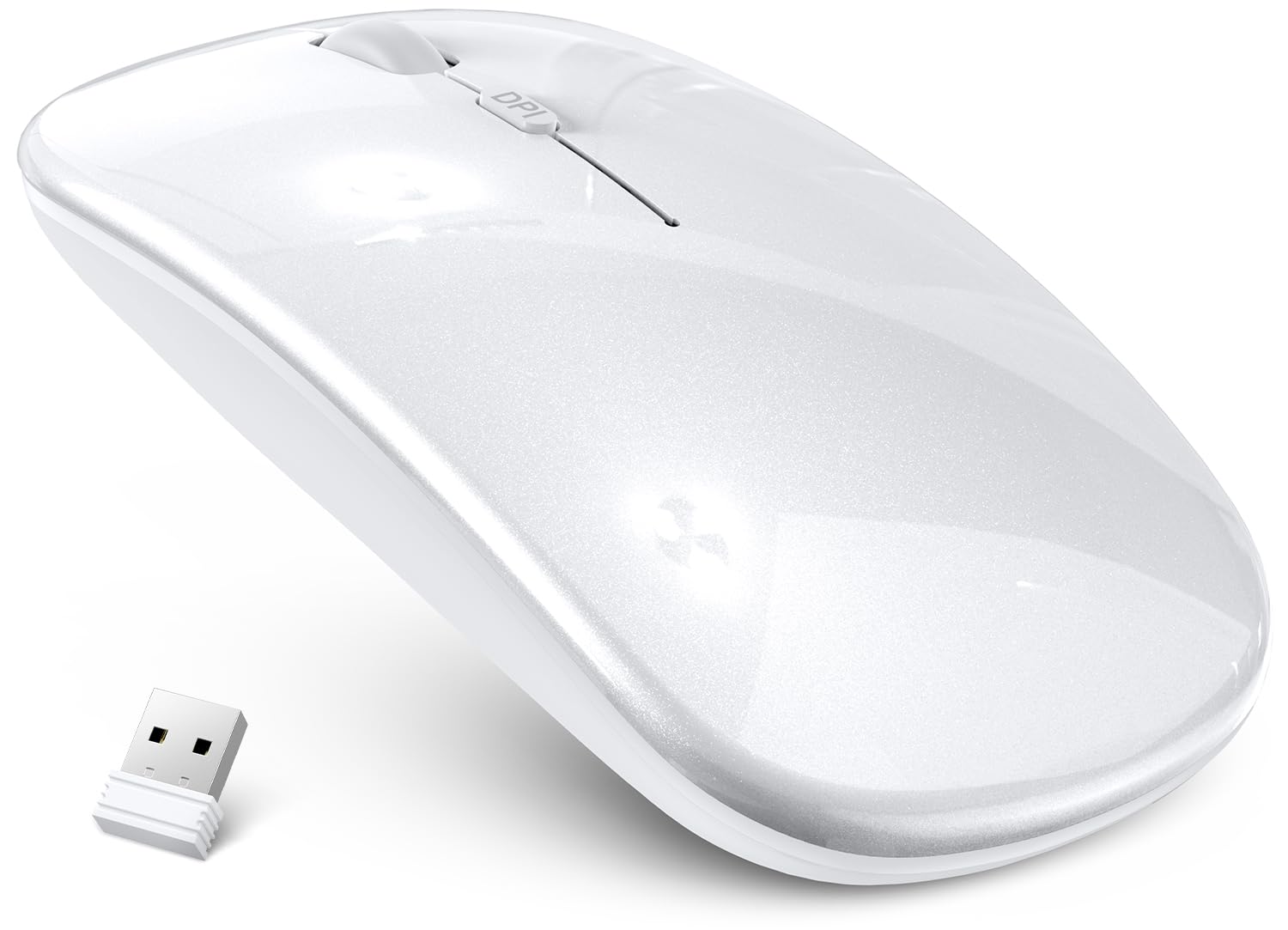 

Wireless Bluetooth Mouse Innovative Connection DPI Switchable Perfect for and Macs [2025 Model, 2-Way & Energy-Saving] Thin, Lightweight, Compact, білий