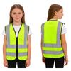 Unisex Kids Safety Vest L-3XL: High Visibility Reflective Sleeveless Zipper Waistcoat for Volunteer Activities & Outdoor Work
