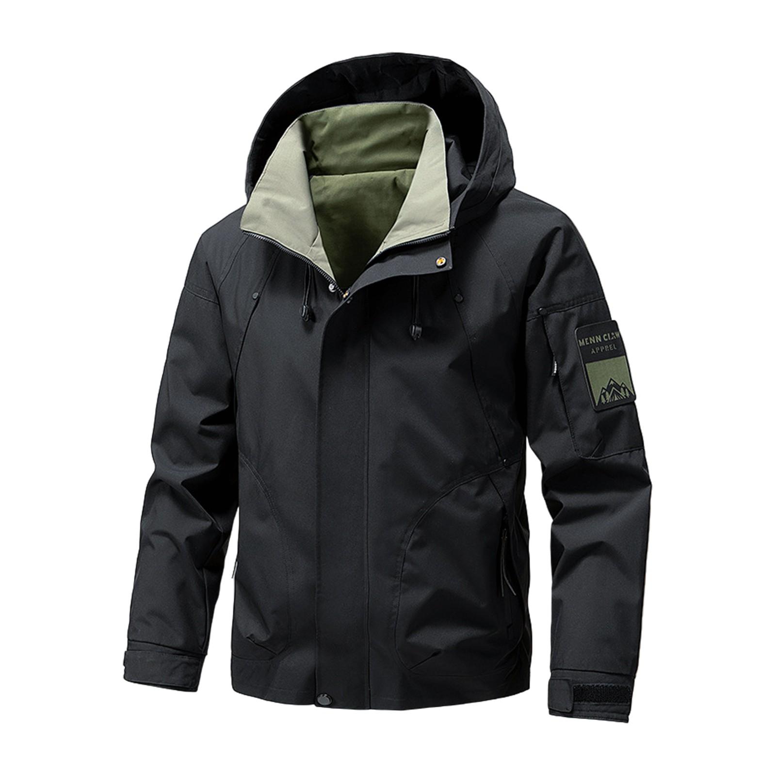 

Мужские весенние куртки Американская рабочая одежда для активного отдыха Куртки с капюшоном Мужская одежда M чёрный