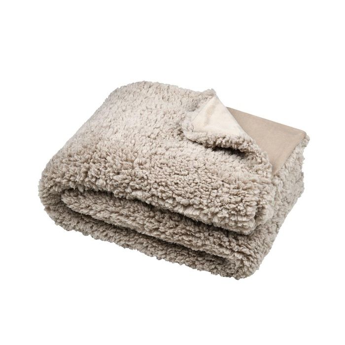 Plaid - Collection Dude - 130 x 150 cm - 100 % polyester - Couleur taupe