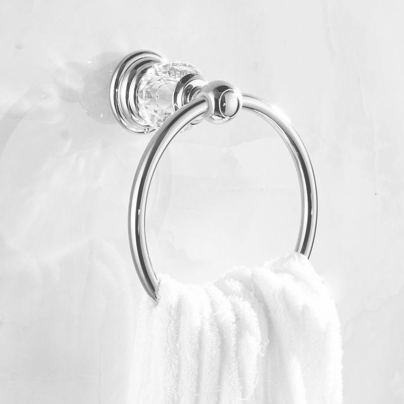 European Style Gold-Plated Crystal Towel Rack - Wall-Mounted, Stainless Steel