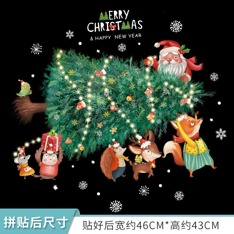 

Рождественские наклейки для украшения окон, статические наклейки в виде Санта-Клауса, снежинок и елок для витрин магазинов и домов SDJ2320