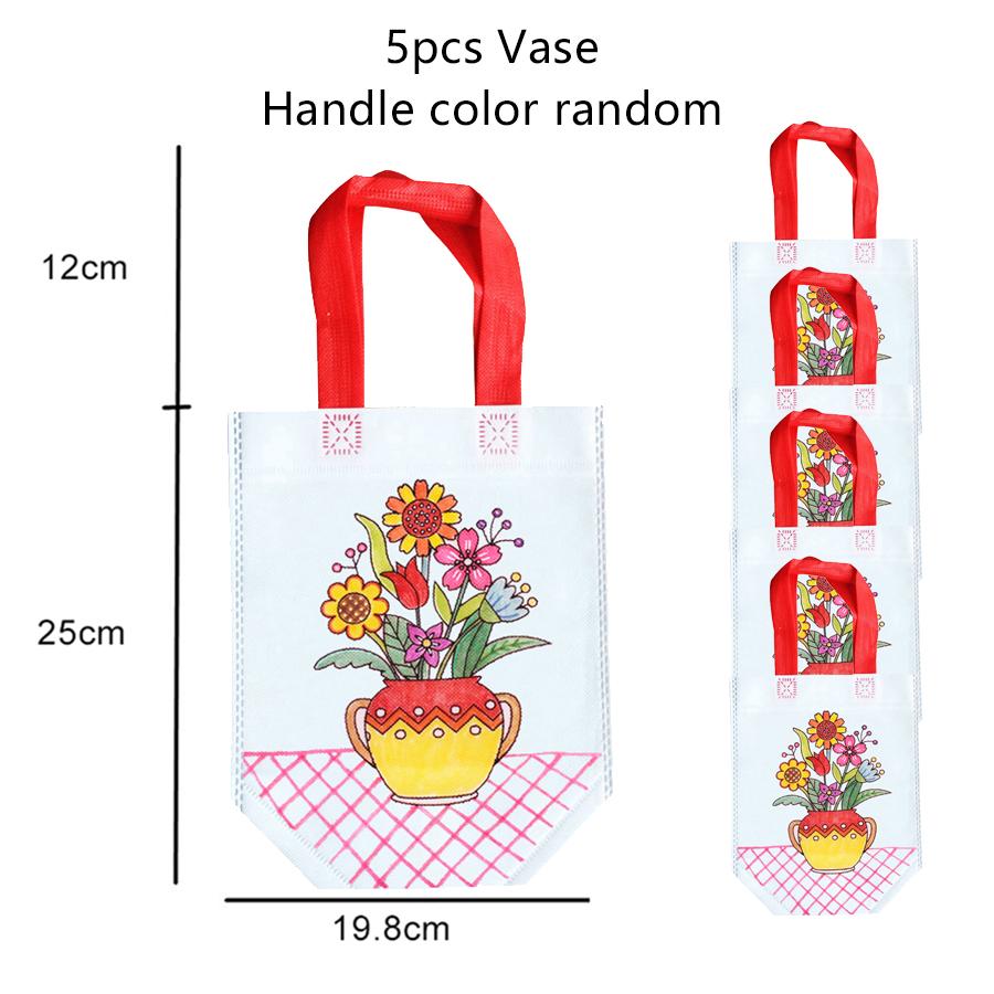 5pcs Graffiti Bag Non Woven Kids Drawing Manual DIY Coloring Environment Protection Children Painting Puzzle Toys Handbag TMZ