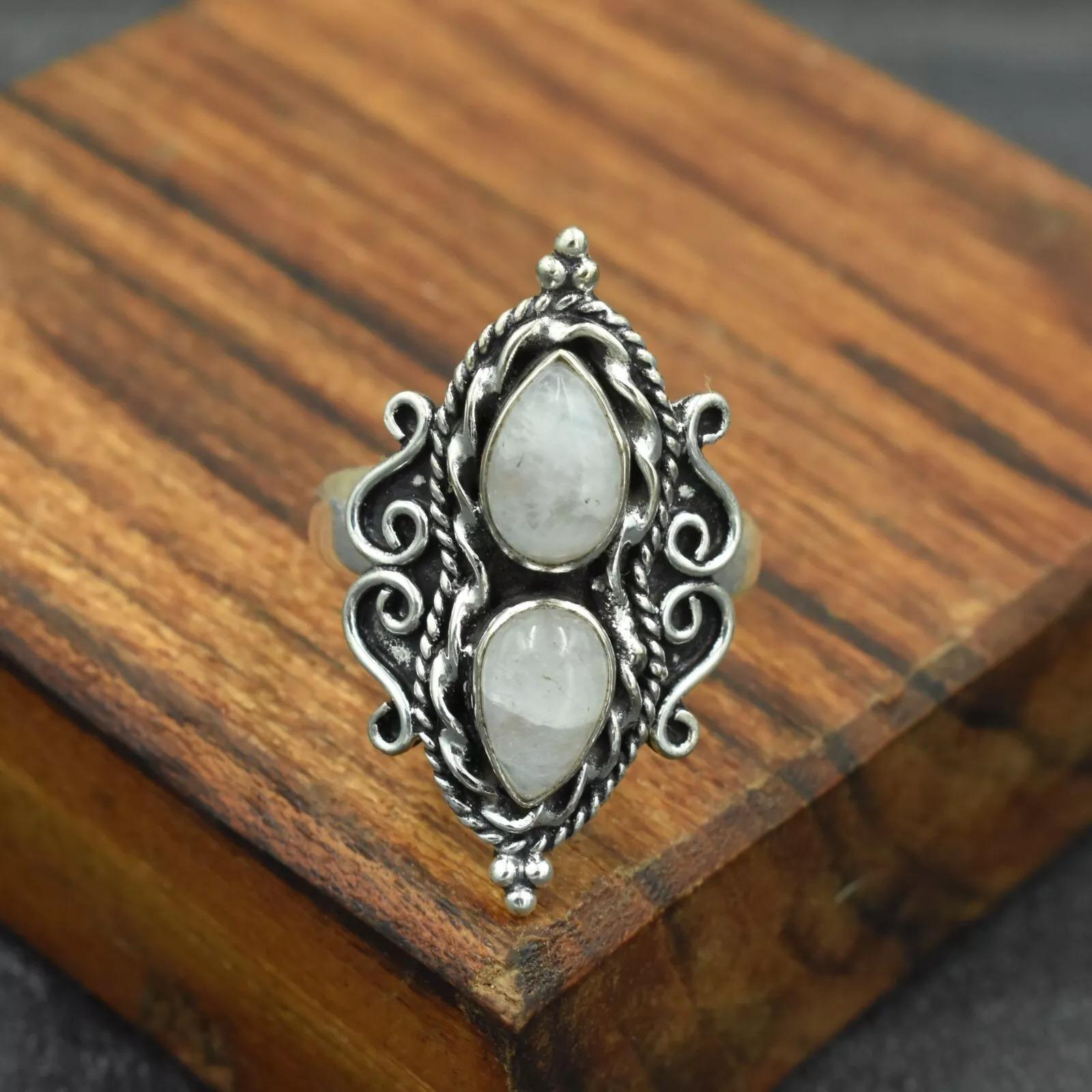 

Кольцо из стерлингового серебра 925 пробы с радужным лунным камнем, натуральный драгоценный камень ручной работы, всех размеров