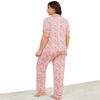 Women’s Plus Size Pajamas Heart Printed Short Sleeves Lapel Button-up Shirts Long Pants 2pcs Sleeping Suits Spring Summer Home Casual Wear