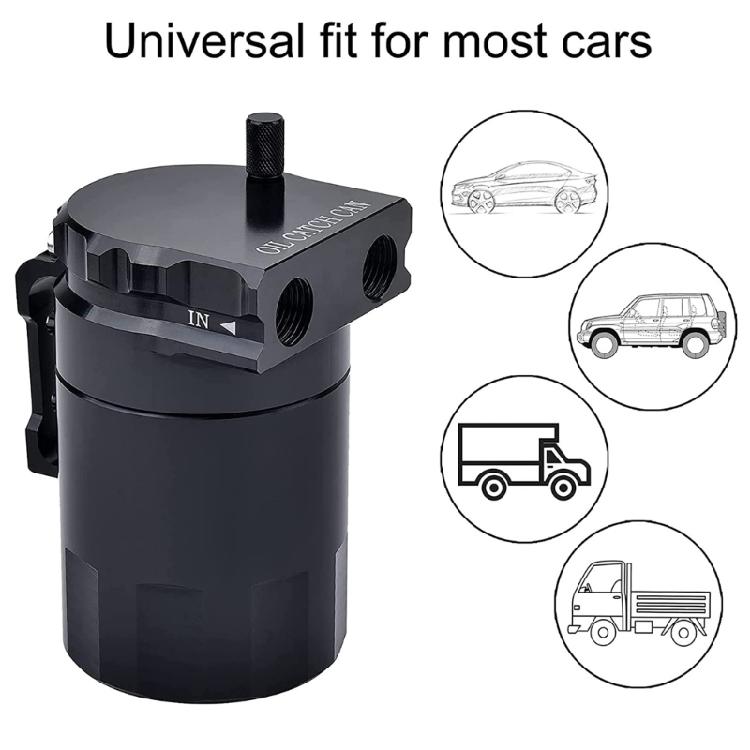 Universally Baffled Aluminum Oil Catch Can Tanks 2-Port Reservoir with Drain Valves Breather Cylinders Filter