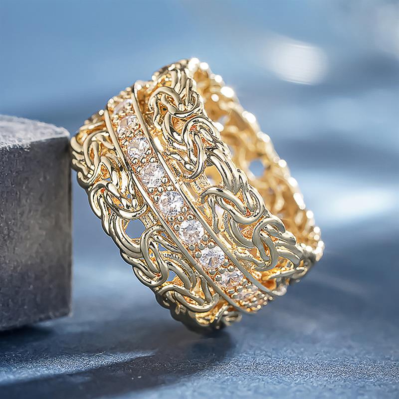 Xiaomi Huitan Cross Design Women Ring Gold Color Luxury Wedding Party Fashion Accessories Inlaid Shiny CZ Gorgeous Exquisite Jewelry