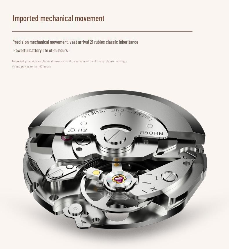 Jinshidun Women's High-End Automatic Mechanical Watch with Imported Movement
