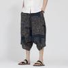 Summer men's printed large pants beach pants large size trend loose zen seven-point Harlan pants