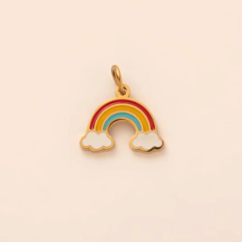 Yori 3Pcs Star Moon Rainbow Sun Pendant Stainless Steel Plated with 18K Gold for Jewelry Making Supplies DIY Necklace