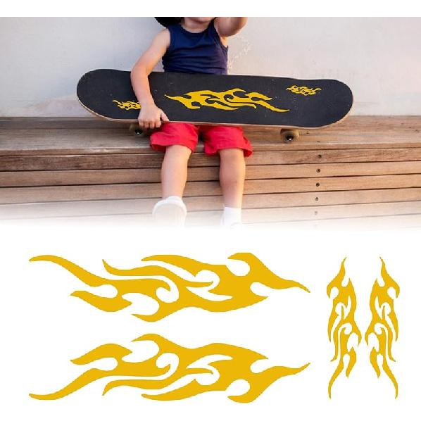 TOMALL 4 Pcs 12cm+29cm Flame Reflective Sticker for Car Flame Racing Sports Stripe Decal for Golf Cart Vinyl Waterproof Decal DIY for Car Body Side