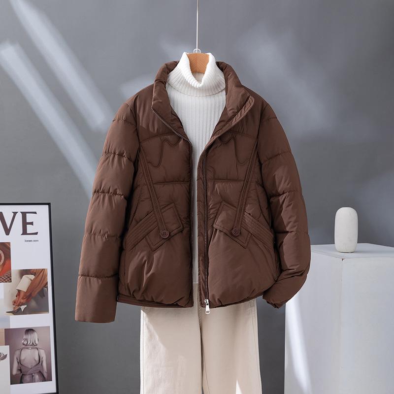 Cross-border autumn and winter new light cotton clothes women's short fashion foreign style loose stand-up collar warm jacket