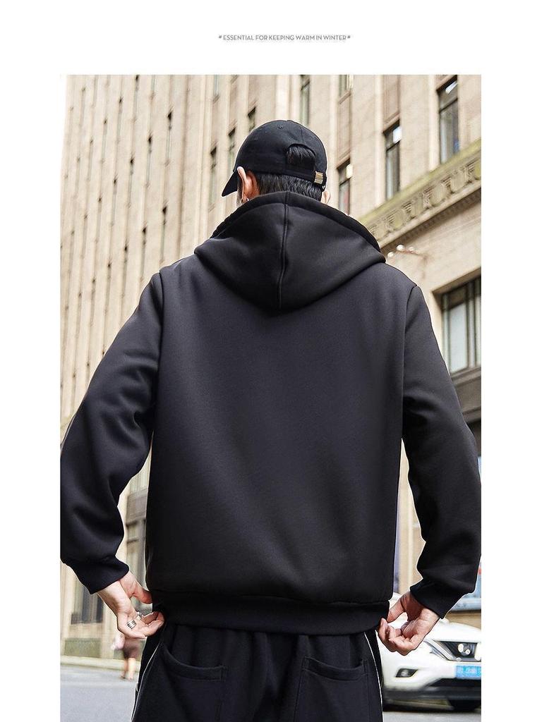 2024 Men's Thick Plush Lambskin Stand Collar Sweater Jacket