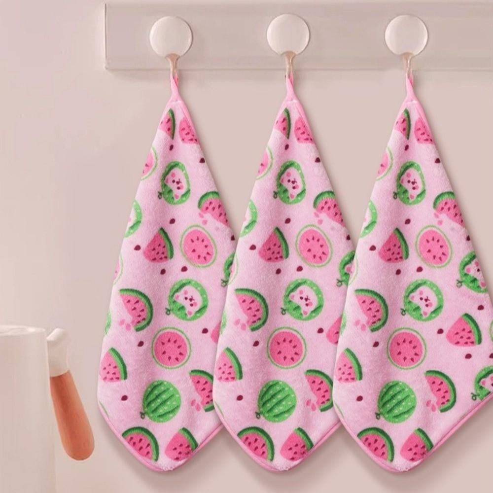 

3Pcs New Super Absorbent Cleaning Cloth Thickened Watermelon Printed Dishwashing Cloth Hand Towels Household