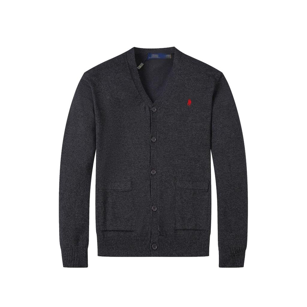 Men's Cotton V-Neck Sweater with Small Horse Embroidery – Classic, Versatile Spring/Autumn Knitwear