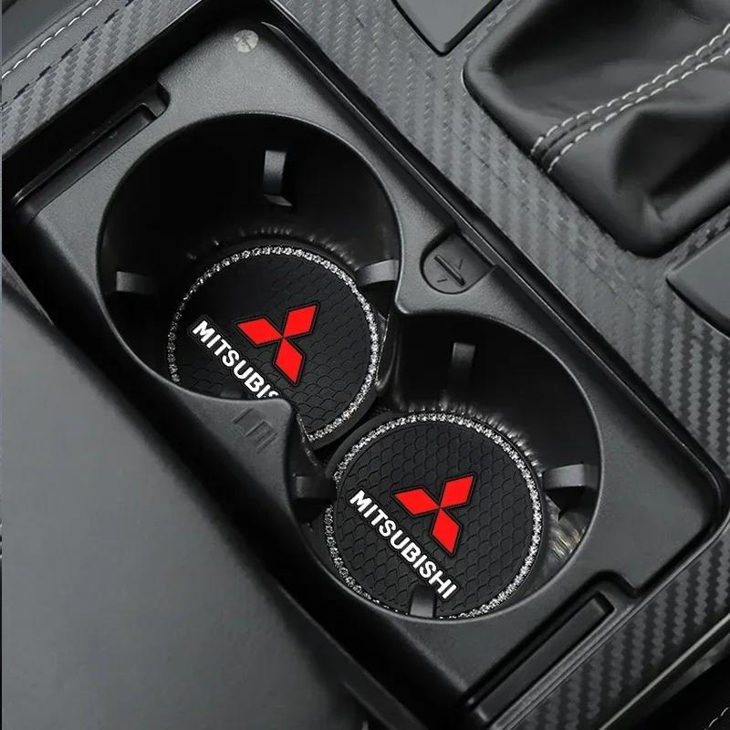 2PCS Universal Car Cup Holder Coaster Anti-Slip Water Cup Mat Interior Accessories for Mitsubishi Outlander Lancer ASX Pajero Sp