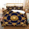 Luxury Golden Modern Style Digital Printing Cotton Fabric Bedding Set Duvet Cover Linen Fitted Sheet Pillowcases Home Textile