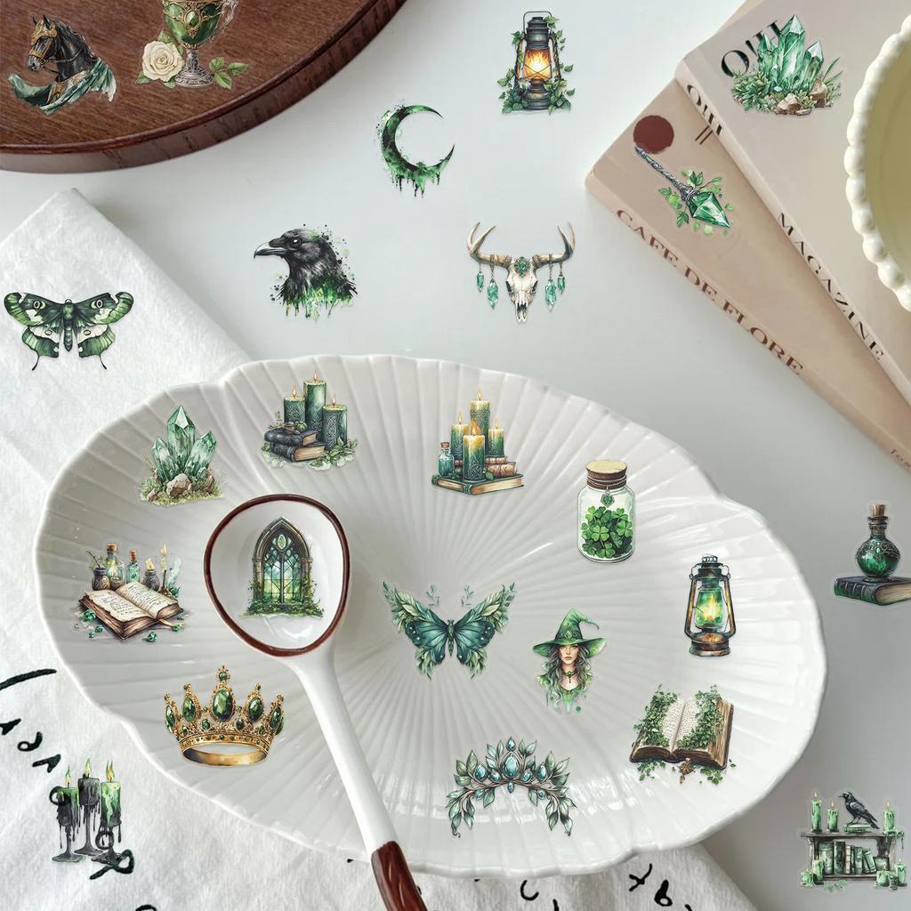 50 Transparent Forest Witch Sticker Pack Waterproof Transparent PET Handbook Material Decorative Guitar Notebook
